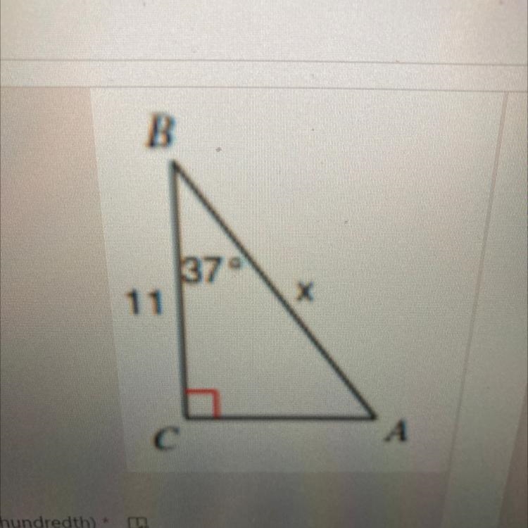 Find the missing side (X) round to the nearest hundredth-example-1