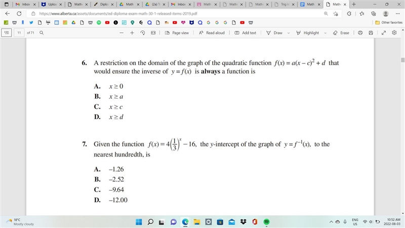 Please Solve the following #6 and #7. Answer: C, A-example-1