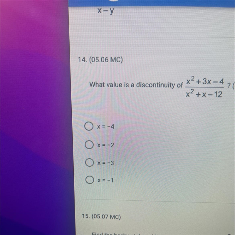 14. (05.06 MC) What value is a discontinuity of-example-1