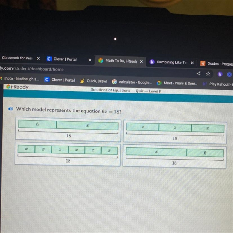 Which model represents the equation 6x = 18-example-1