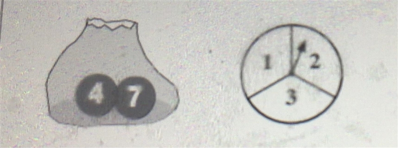 A bag has marbles labeled ‘4’ and ‘7’ and a spinner has 3 options, What is the probability-example-1