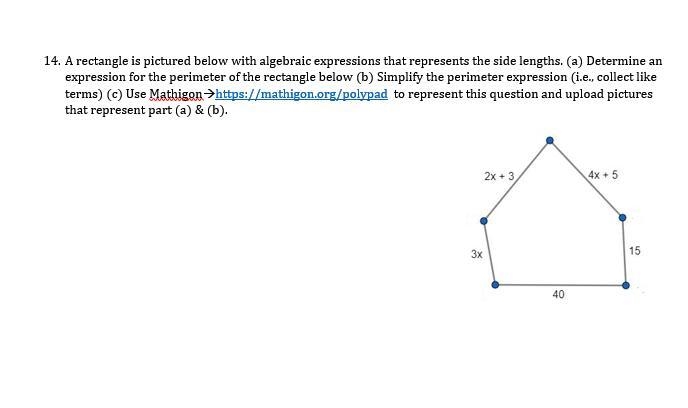 Picture attached below, and it's not a rectangle. It's a pentagonsolve a and b-example-1