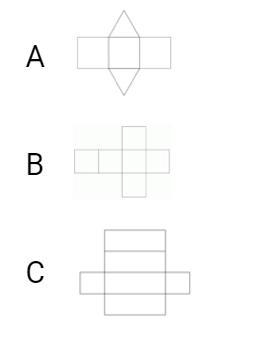 What are these shapes called? Pyramid, rectangular prism, and triangular prism?-example-1