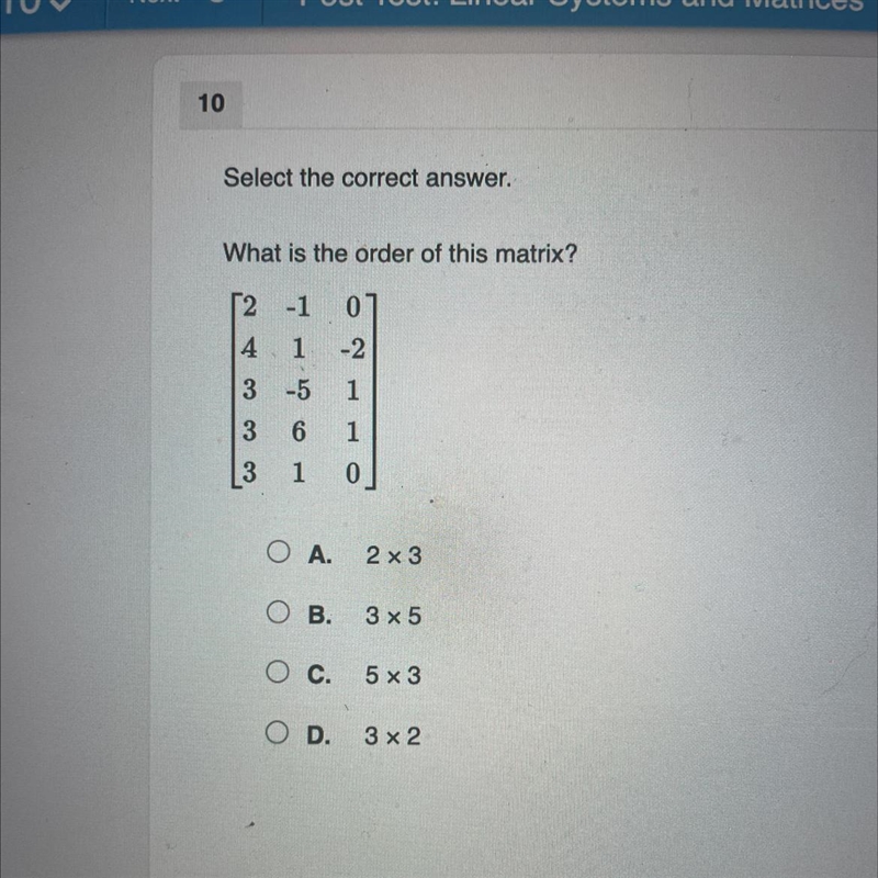 What is the order of this matrix?-example-1