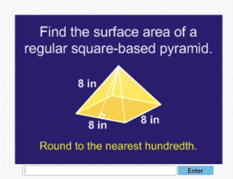 Find the surface area of a regular square-based pyramid-example-1