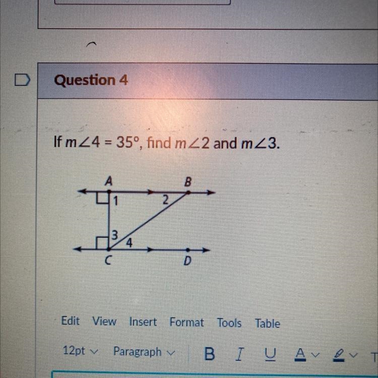 I need help ASAP, if m<4 =35, find m<2 and m<3-example-1