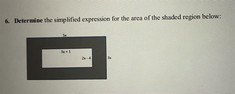 Determine the simplified expression for the area of the shaded region below-example-1