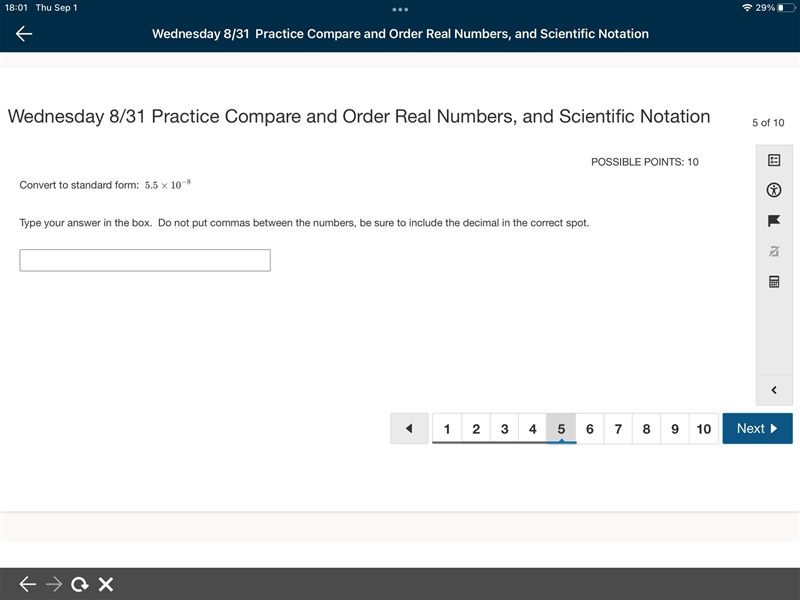 I think it’s science notation to standard-example-1