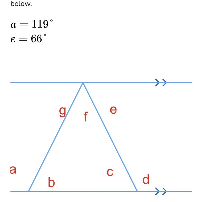 Find the measure of angle f given the information below.-example-1