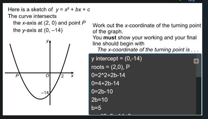 Help: I am stuck on this maths question on quadratics and turning points (image attached-example-1