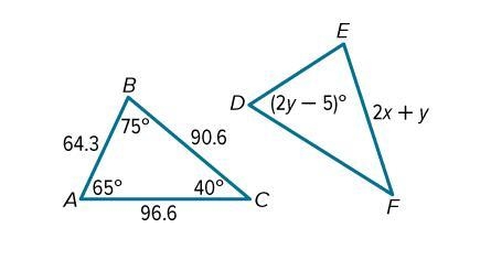 In the diagram, △ABC≅△DEF. Find the value of x.-example-1