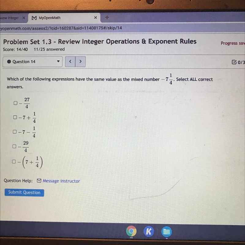 Which of the following expressions have the same value as the mixed number-example-1