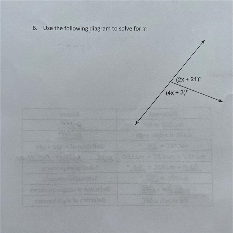 6. Use the following diagram to solve for x: Please explain.-example-1