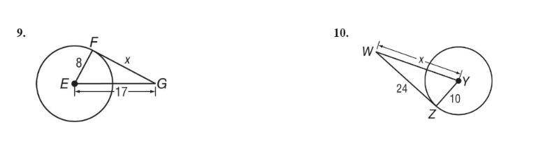 For each figure, find x. Then find the perimeter. i need help with 9 and 10-example-1