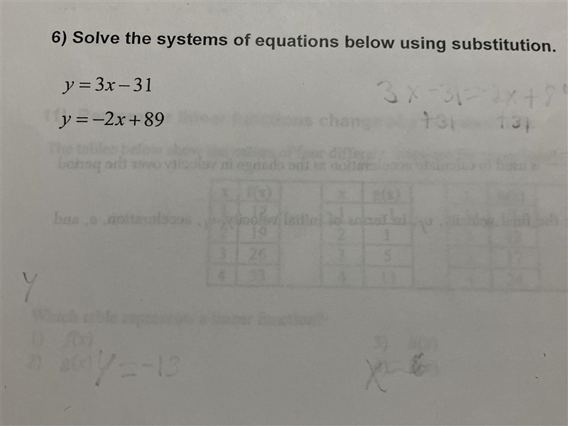 Solve the systems of equations below using substitution.-example-1