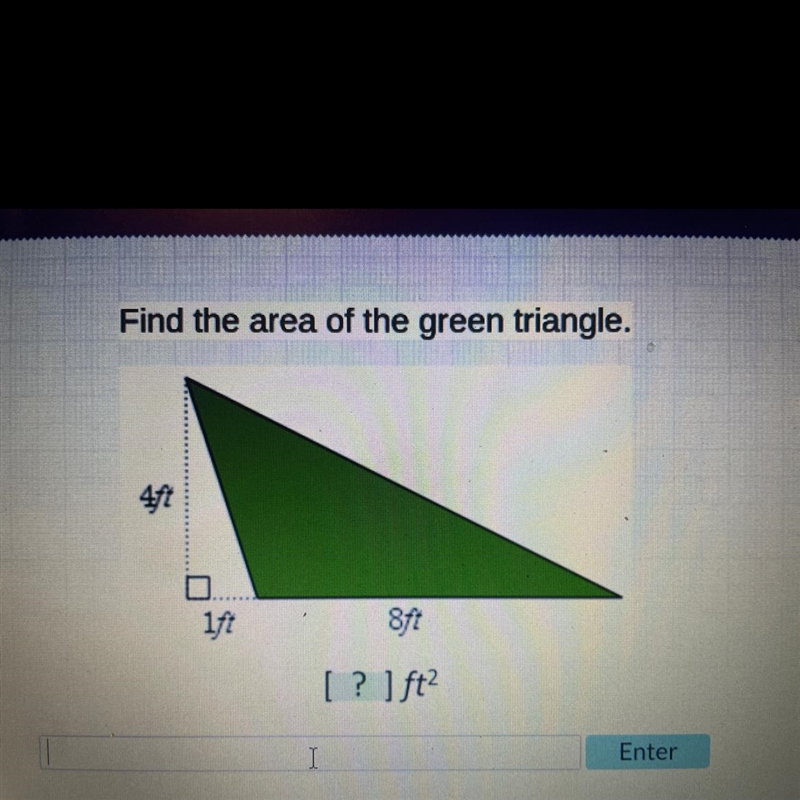 Find the area of the green triangle-example-1