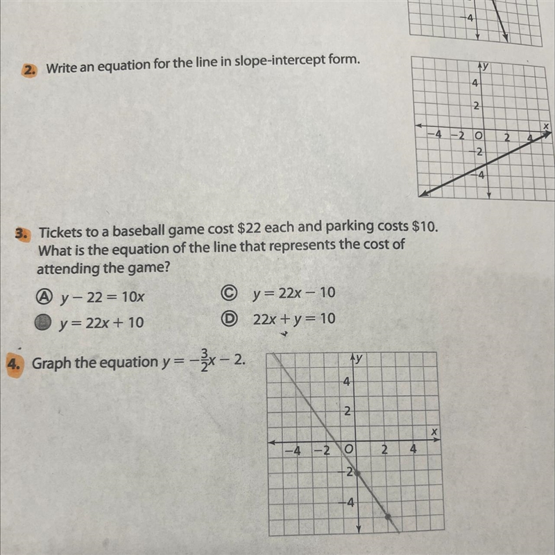 #2: Write an equation for the line in slope-intercept form.-example-1