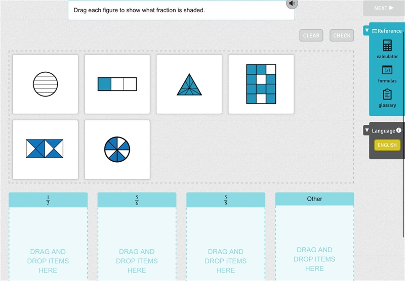 Drag each figure to show what fraction is shaded.-example-1