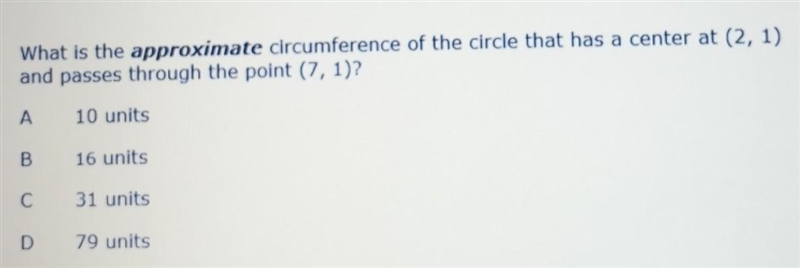 What is the approximate circumference of the circle that has a center at (2, 1) and-example-1