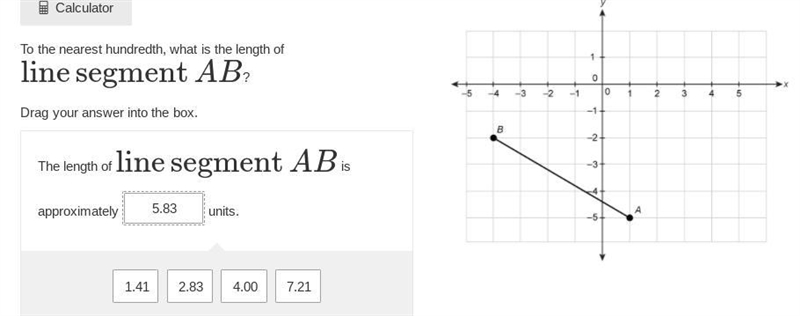 To the nearest hundredth, what is the length of line segment AB? Drag your answer-example-1