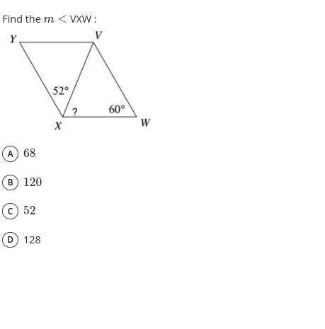 Find the m < VXW of the parallelogram-example-1