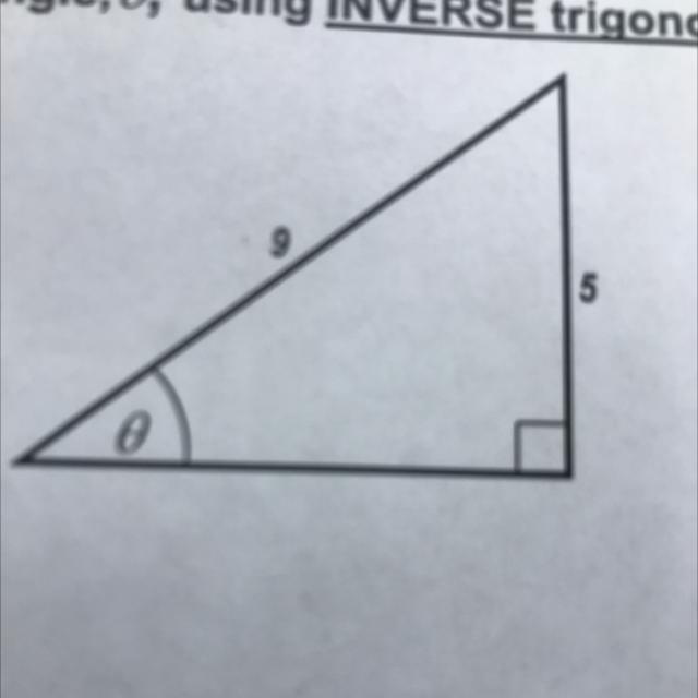 Find the approximate unknown angle o using inverse trigonometric ratios (sin-1,cos-example-1