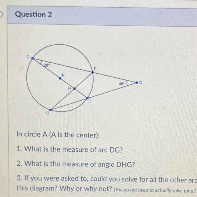 Solve for measure of arc dg and the angle DHG-example-1