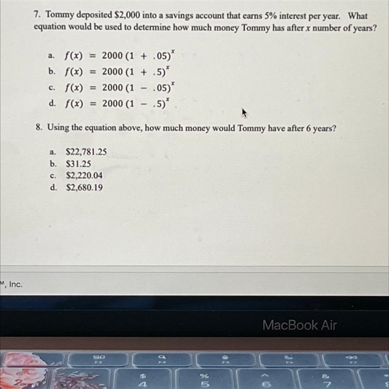 Tommy deposited $2,000 into a savings account that earns 5% interest per year. What-example-1