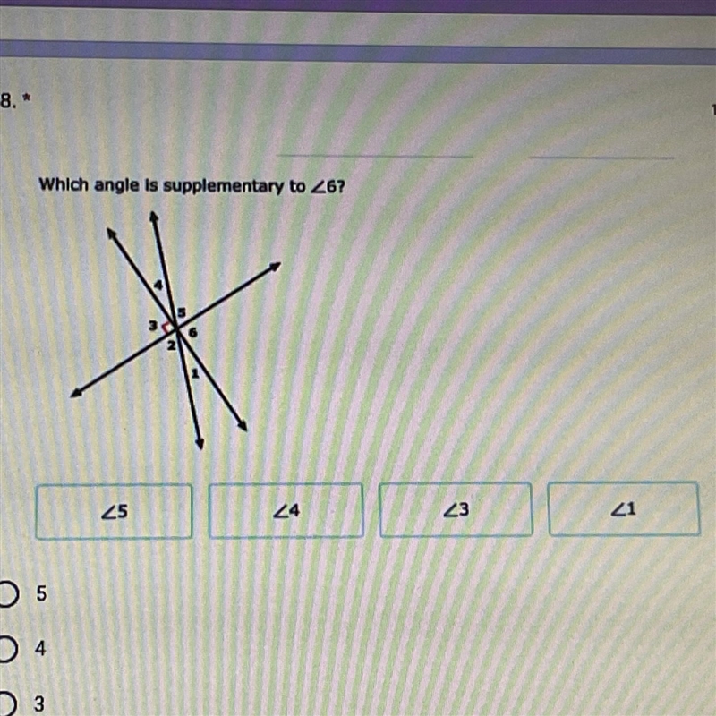 Which angle is supplementary to 6-example-1