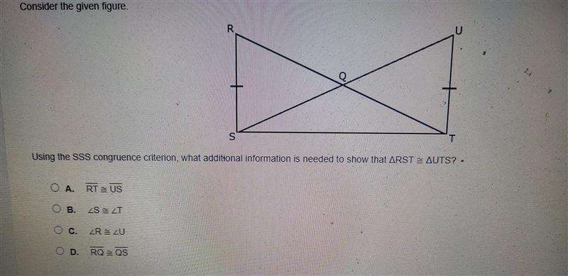 Using the SSS congruence criterion, what additional information is needed to show-example-1