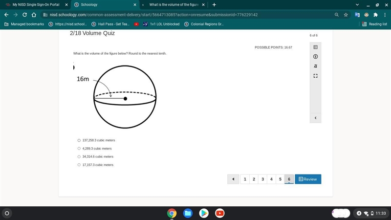 What is the volume of the figure below? Round to the nearest tenth.-example-1