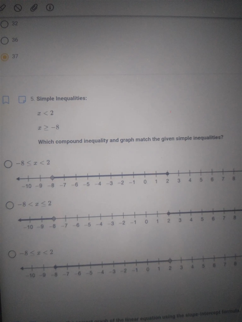 Which compound inequality and graph match the given simple inqualities-example-1