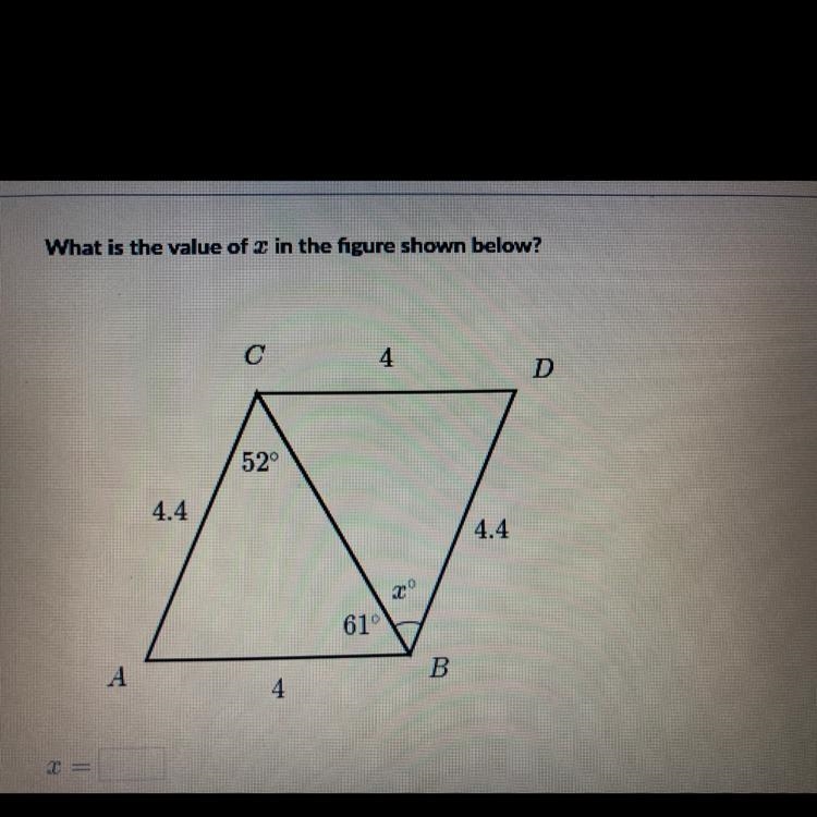 What is the value of x in the figure shown below?-example-1