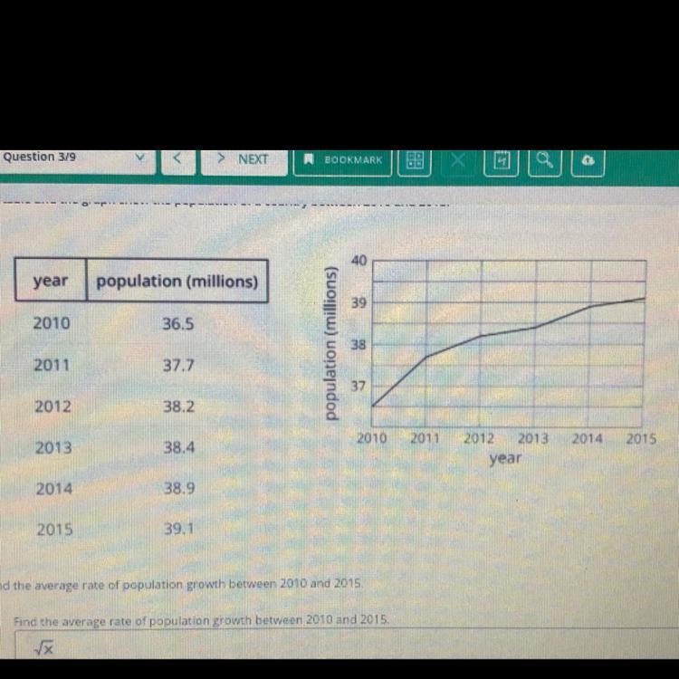 The average rate of population growth between 2013 and 2015 is 0.35 million per year-example-1