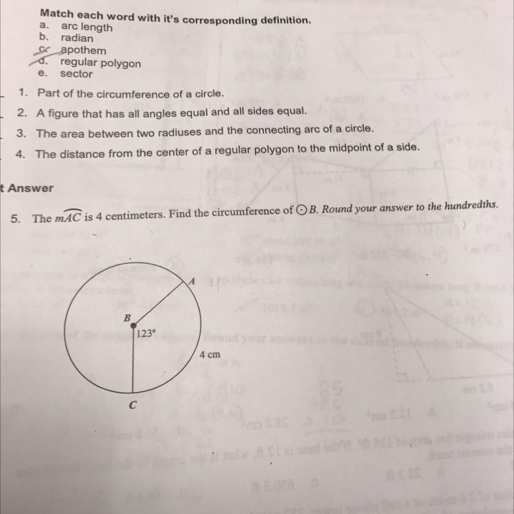 #5 The MAC is 4 centimeters. Find the circumference of B. Round your answer to the-example-1