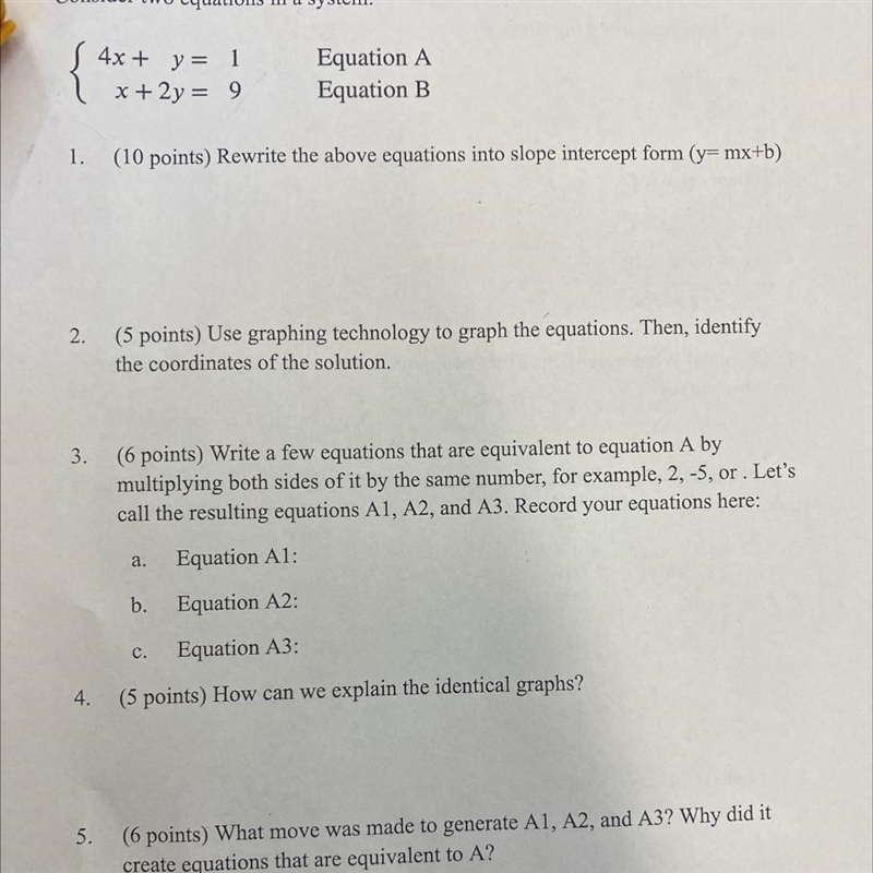 Need help please 4x + Y = 1 , x + 2y = 9 rewrite equation into slope intercept form-example-1