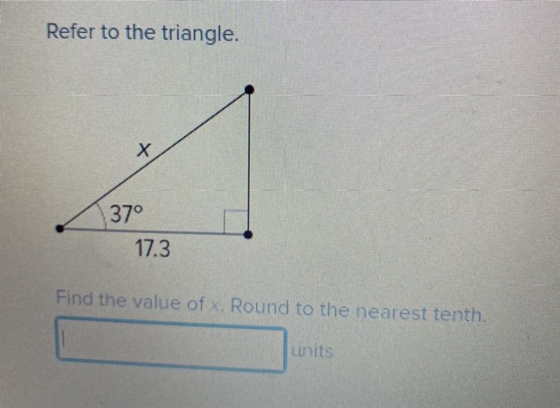 Find the value of x. Round to the nearest tenth.-example-1