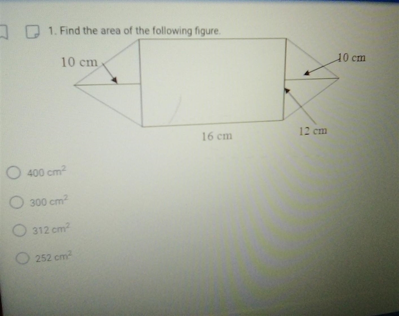 Find the area of the following figure ​-example-1