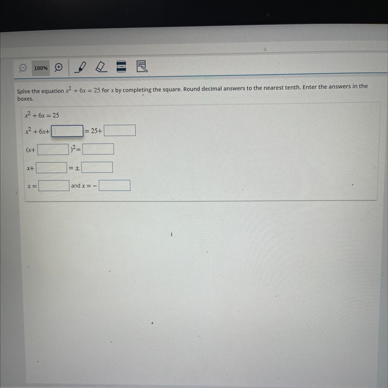 Solve the equation x2 + 6x = 25 for x by completing the square. Round decimal answers-example-1