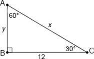 What are the values of x and y? Question 18 options: A) x = 8; y = 4 B) x = 8√(3) ; y-example-1