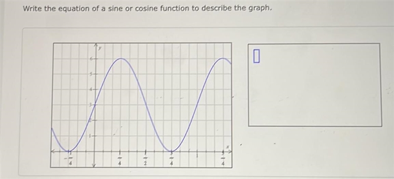 Write the equation of a sine or cosine function to describe the graph. Please help-example-1