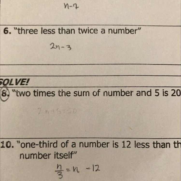 Directions: Translate equation DO NOT SOLVE! (8) "two times the sum of number-example-1