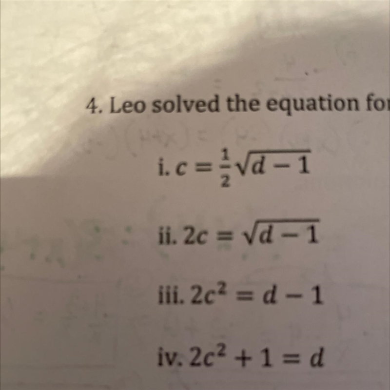 Please answer each step, step by stepLeo solve the equation for C but made an error-example-1