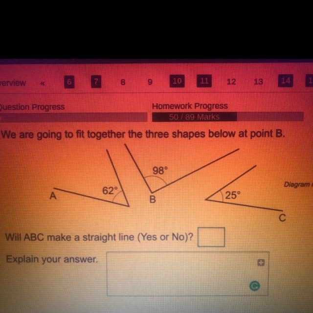 We are going to fit together the three shapes below at point B. 98° 62 25 B Will ABC-example-1