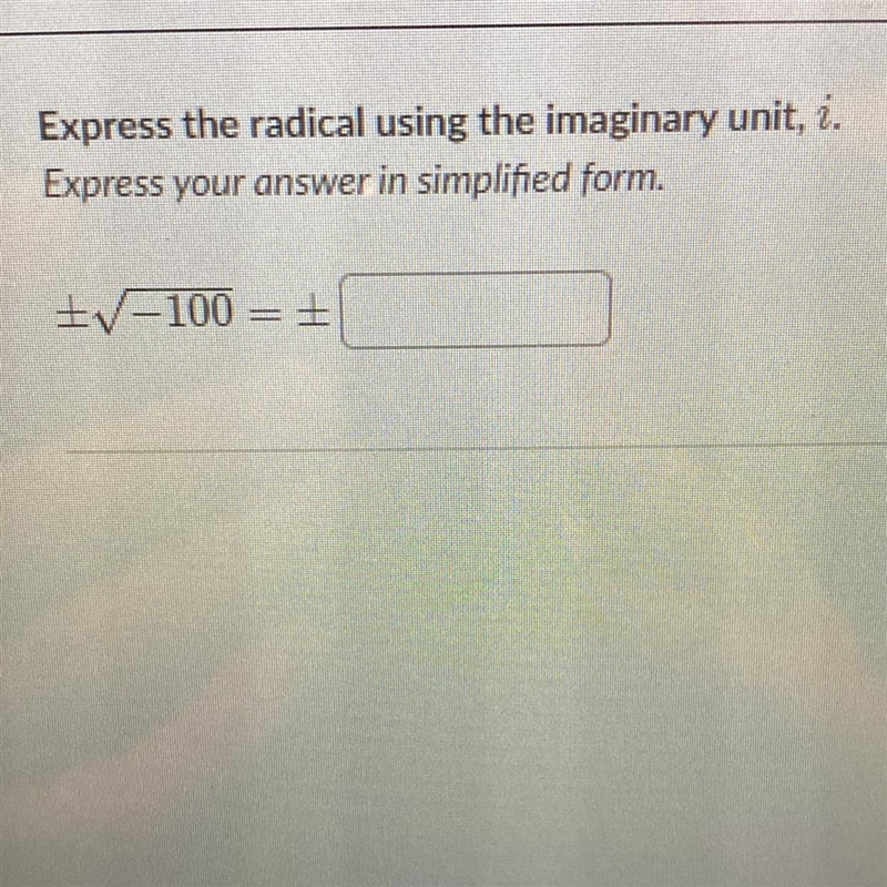 Express the radical using the imaginary unit i-example-1