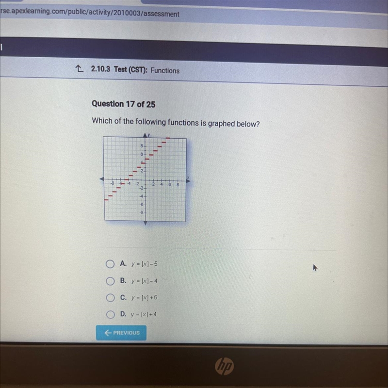 Which of the following functions is graphed below-example-1