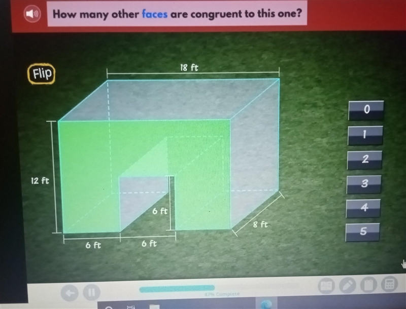 How many other faces are congruent to this one​-example-1