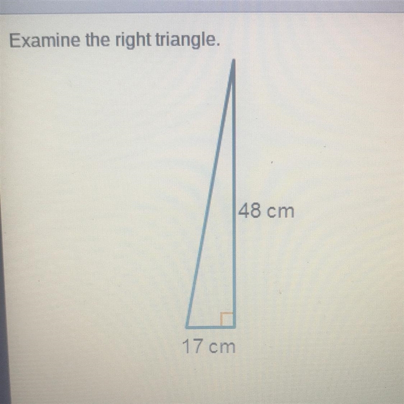 What is the length of the hypotenuse in the right triangle? Square root 12,593 cm-example-1