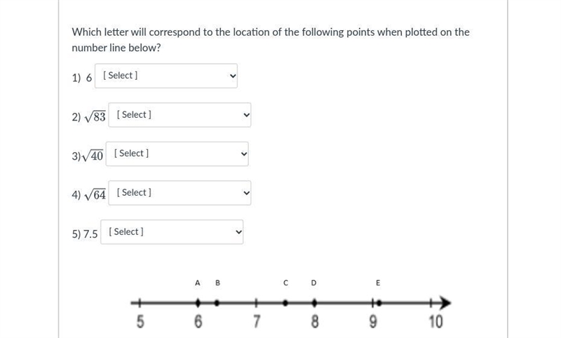 Which letter will correspond to the location of the following points when plotted-example-1