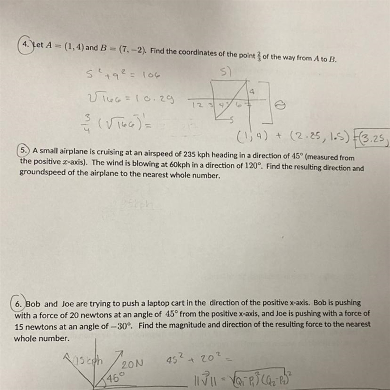 Number 5? Pre Cal- A small airplane is cruising at an airspeed of 235 kph heading-example-1